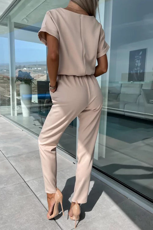 Valenzora | Elegant Keyhole Jumpsuit with Belt for Women