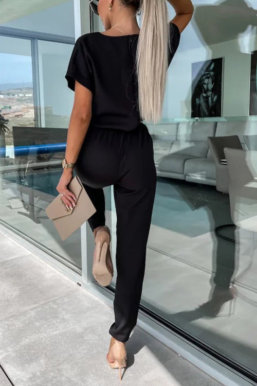 Valenzora | Elegant Keyhole Jumpsuit with Belt for Women