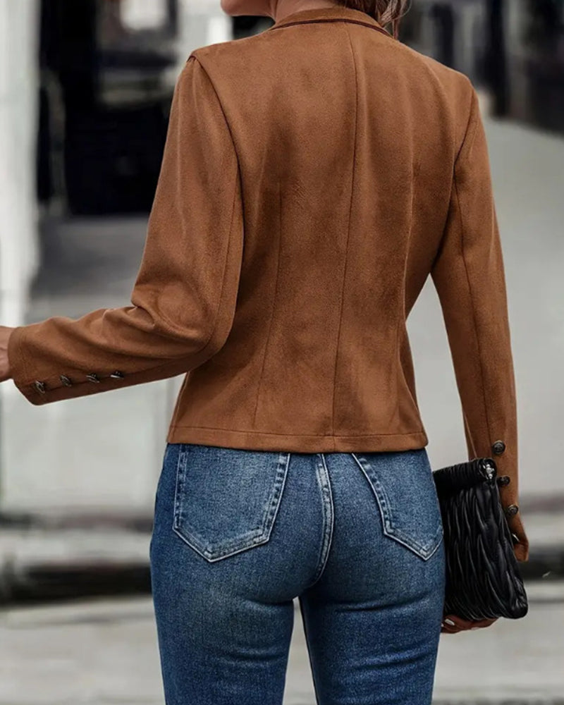 Valenzora | Stylish double-breasted solid color jacket