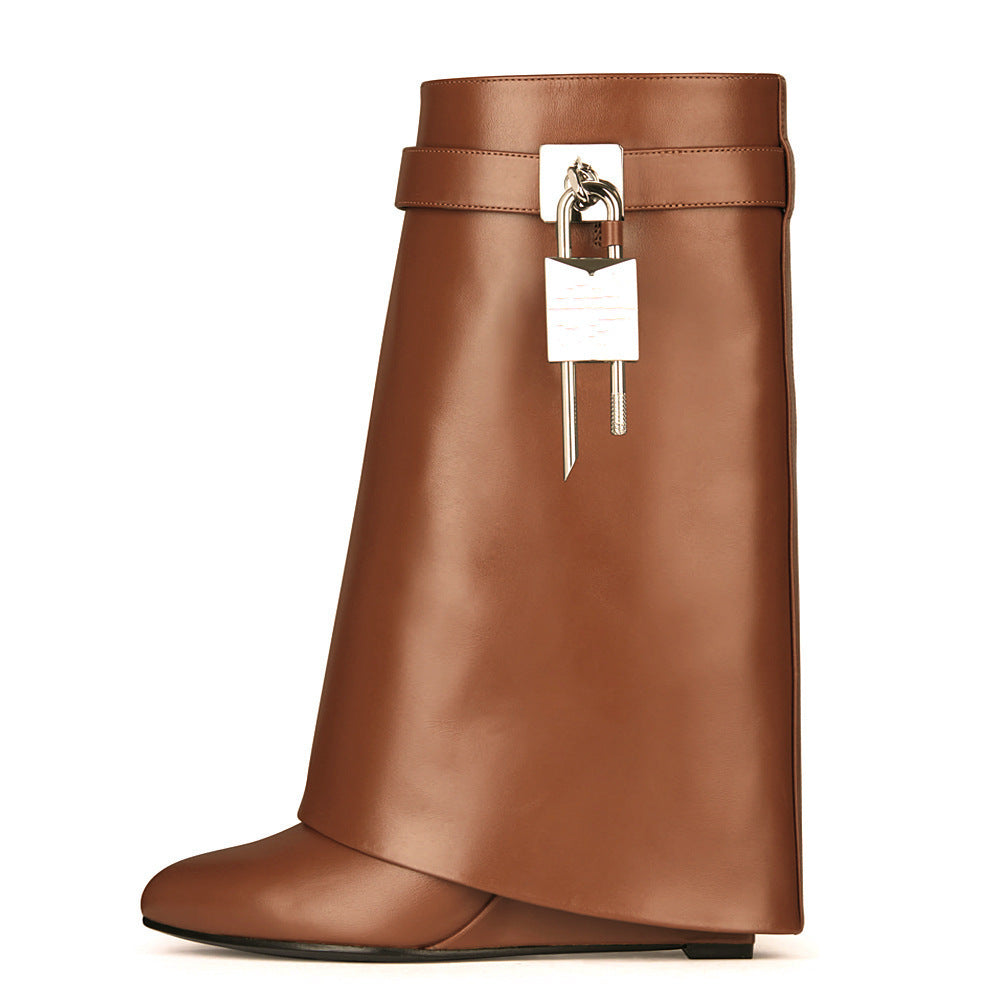 Valenzora | Damen-Mode Stiefel mit abgeschrägtem Absatz, runder Spitze, Obermaterial Leder, hoher Absatz, Reißverschluss, kurze Stiefel
