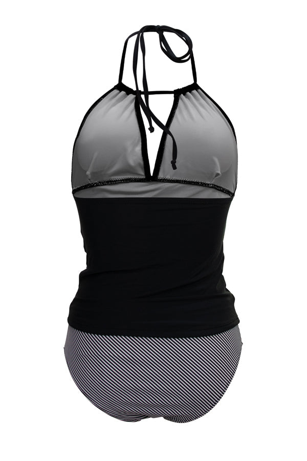 Valenzora | Tankini-Set mit V-Ausschnitt, Bauchkontrolle und Streifendruck