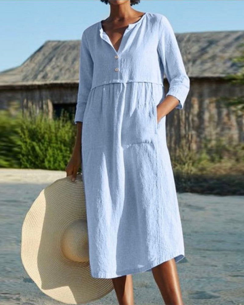 Valenzora | Summer midi dress with buttons Adela