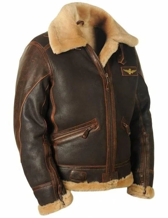 Valenzora | Vintage Charme: Schaffell Pilotenjacke