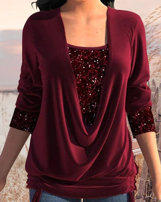 Valenzora - Long-sleeved women's shirt with sequins
