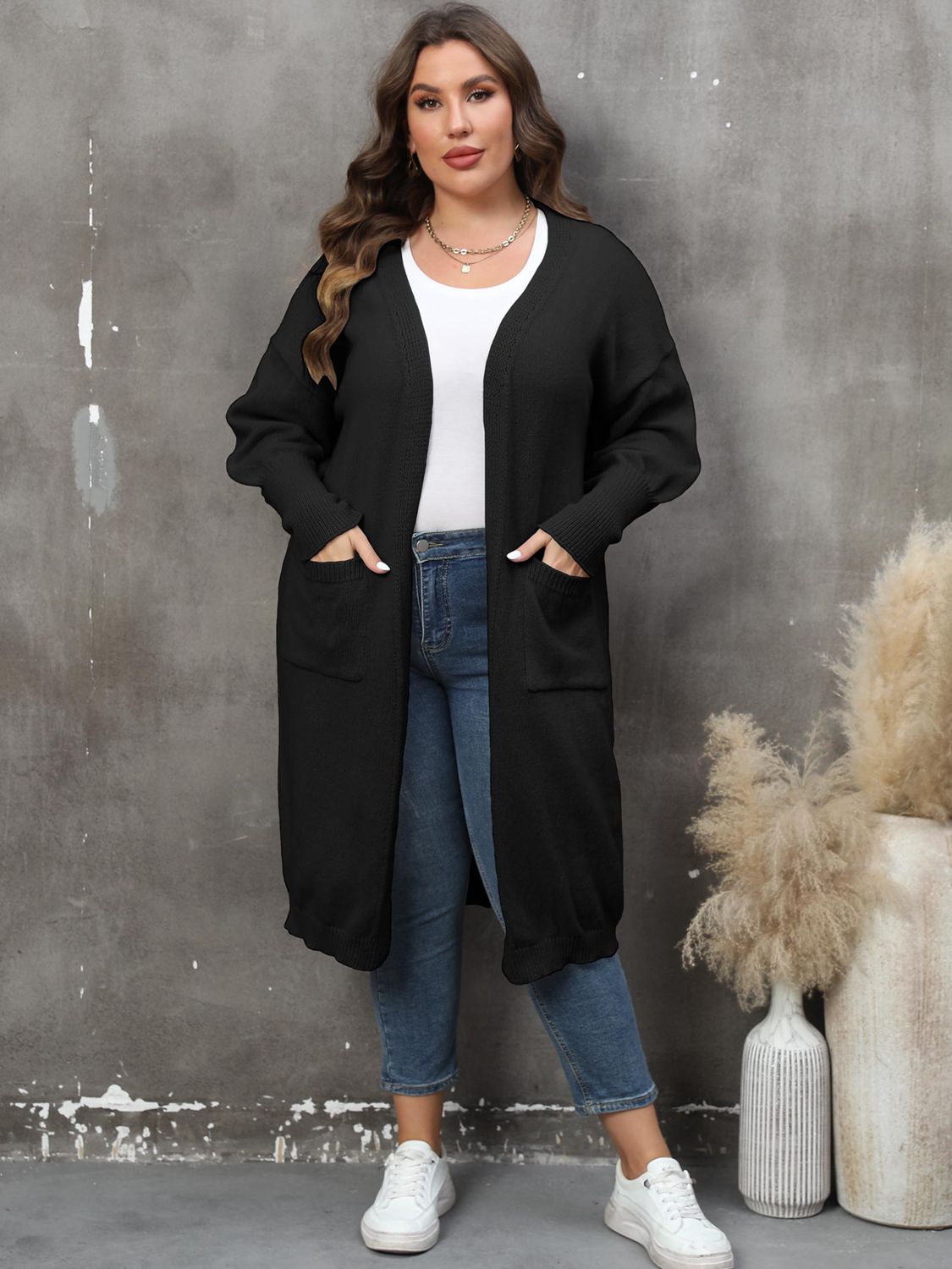 Valenzora | Plus Size Langarm-Cardigan mit Taschen