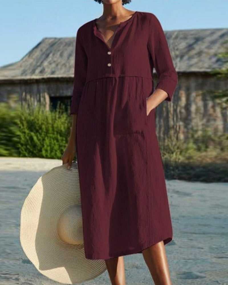 Valenzora | Summer midi dress with buttons Adela