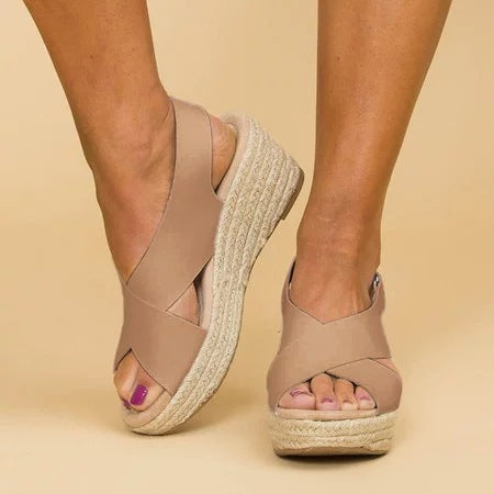 Valenzora | Wedge Sandals with Elastic Straps for Women