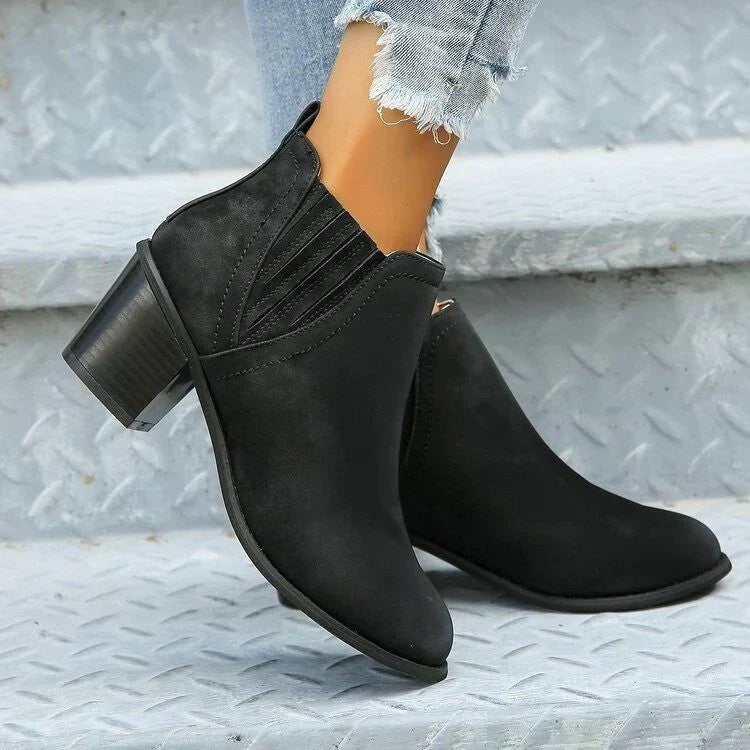 Valenzora Stiefeletten mit Absatz - Schwarze Stiefeletten mit Absatz - Stiefeletten mit Absatz
