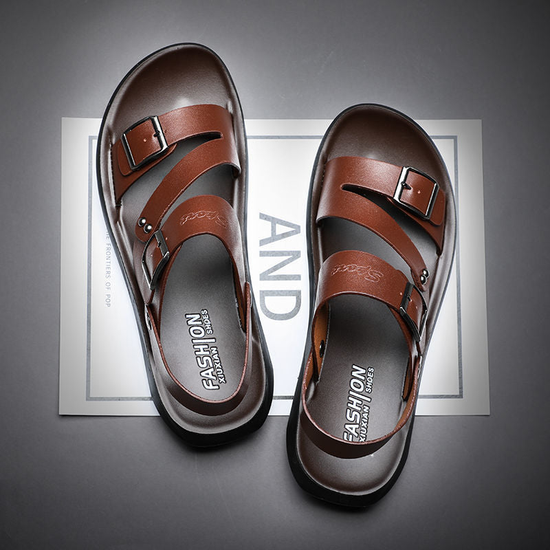 Valenzora | Spaltleder-Sandalen mit Schnalle