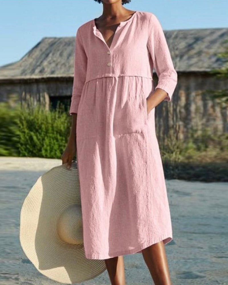 Valenzora | Summer midi dress with buttons Adela