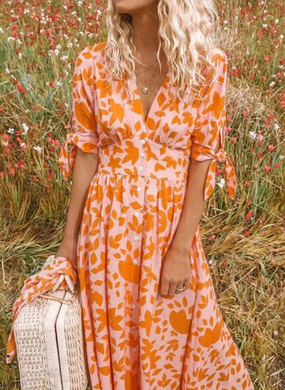 Valenzora | Elegant Orange Evening Dress