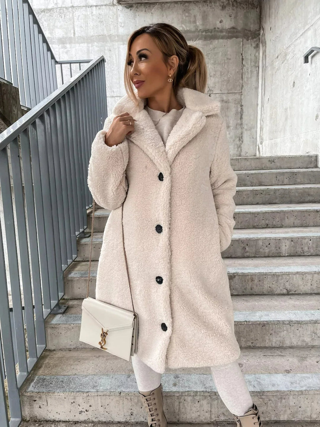 Plush trench coat