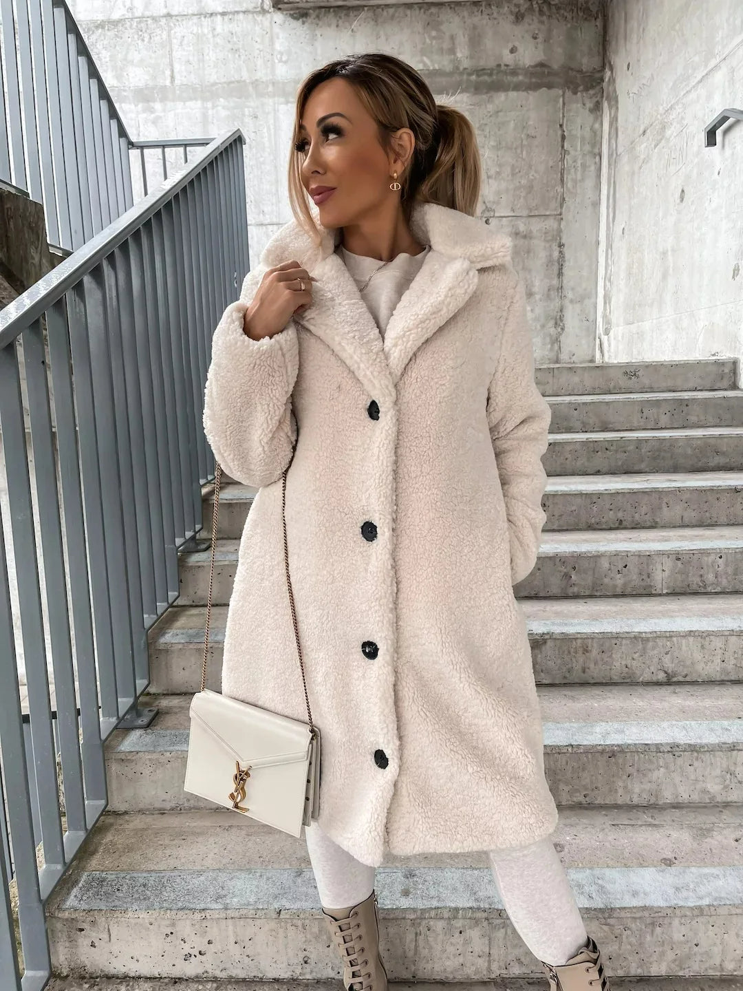 Plush trench coat