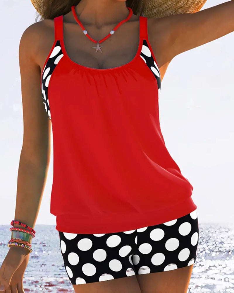 Valenzora | Tankini-Oberteil mit gepunkteter Boxershorts