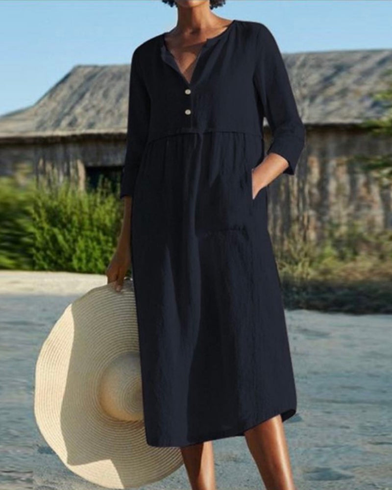 Valenzora | Summer midi dress with buttons Adela