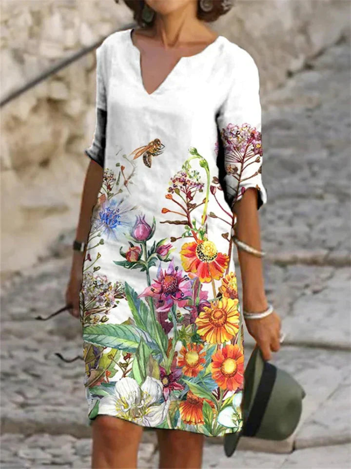 Valenzora | Printed midi dress with V-neck