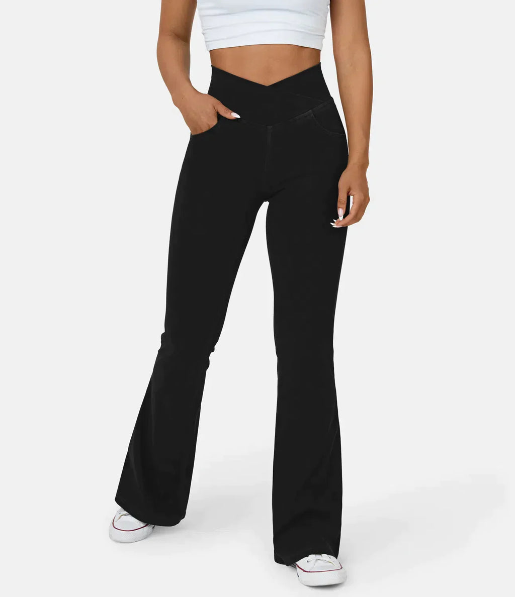 Crossover jeans with a high waist