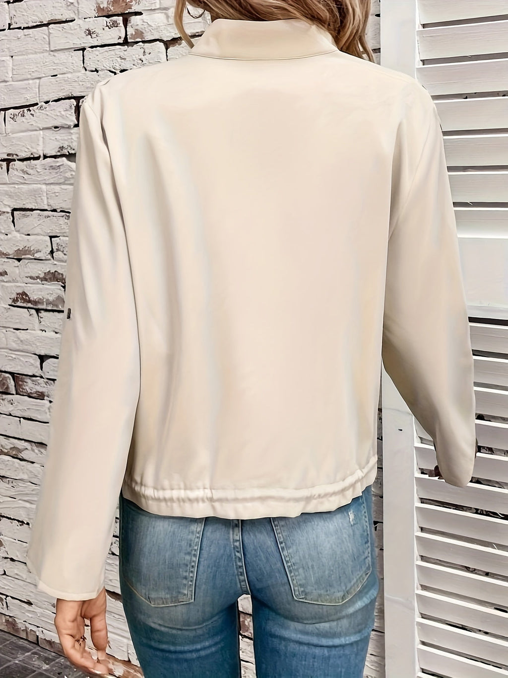 Valenzora | Long-sleeved stand-up collar zip-up jacket