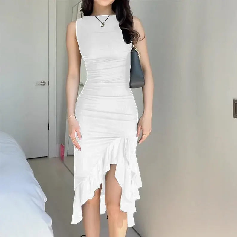 Midi-Volantkleid