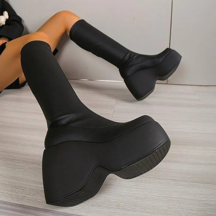 Valenzora | Chelsea Boot mit elastischem Keilabsatz aus Leder