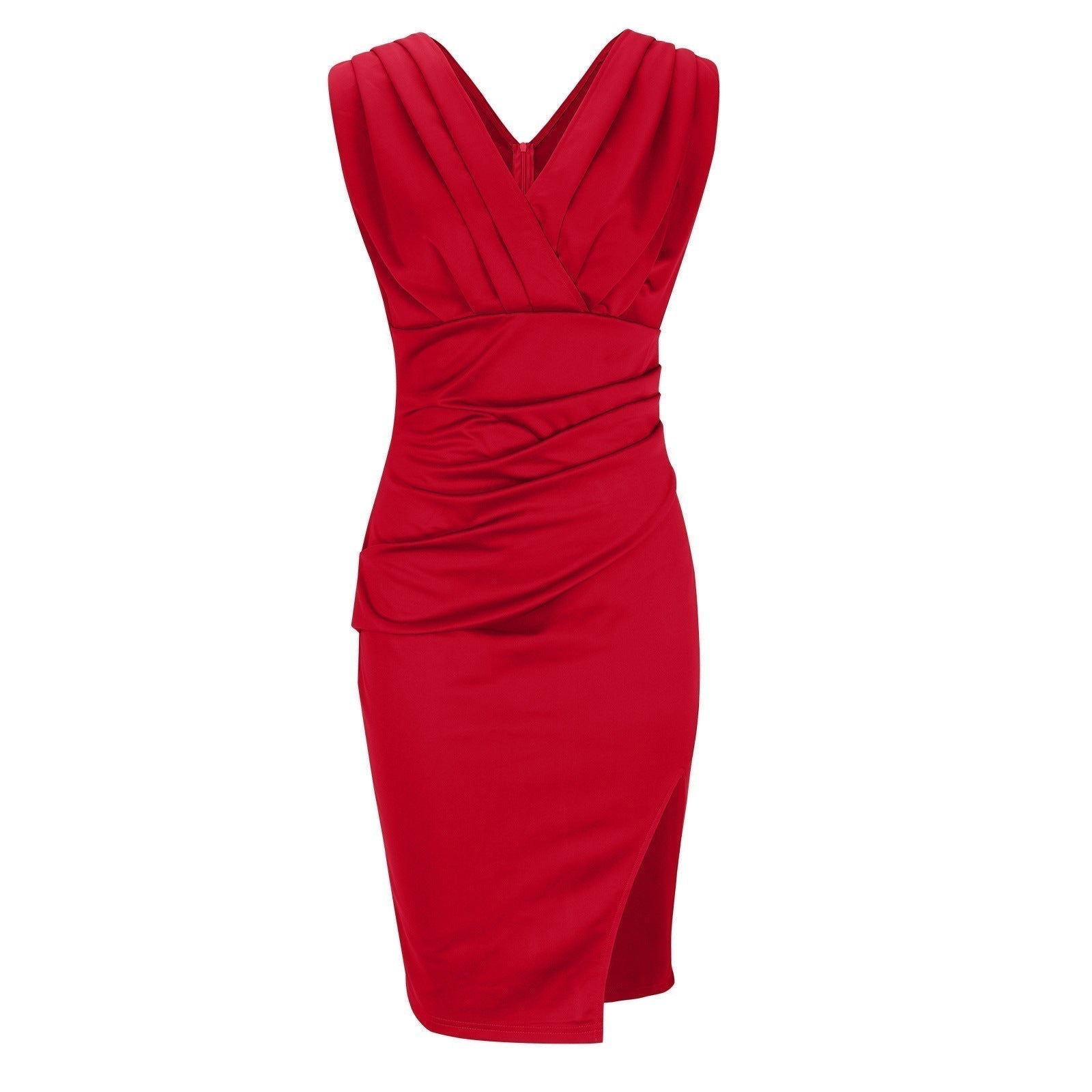 Valenzora | Stylish knee-length dress with pleats and side slits
