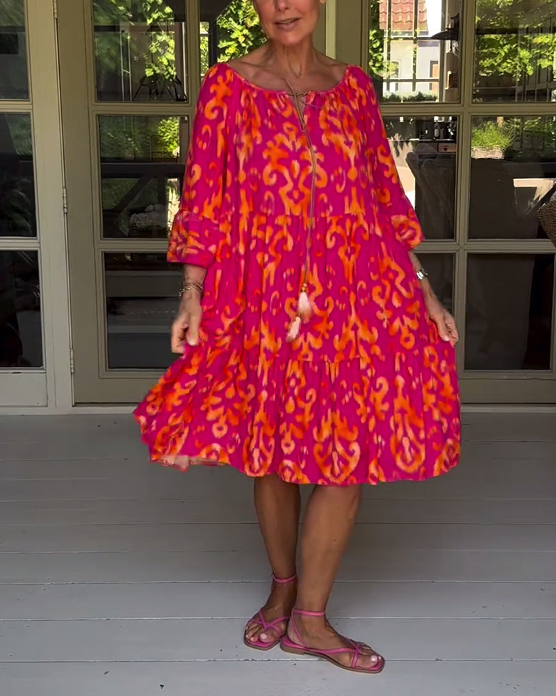 Valenzora | Loose-fitting, printed dress with bell sleeves