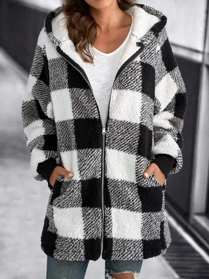 Valenzora | Checkered Hoodie Jacket for Women