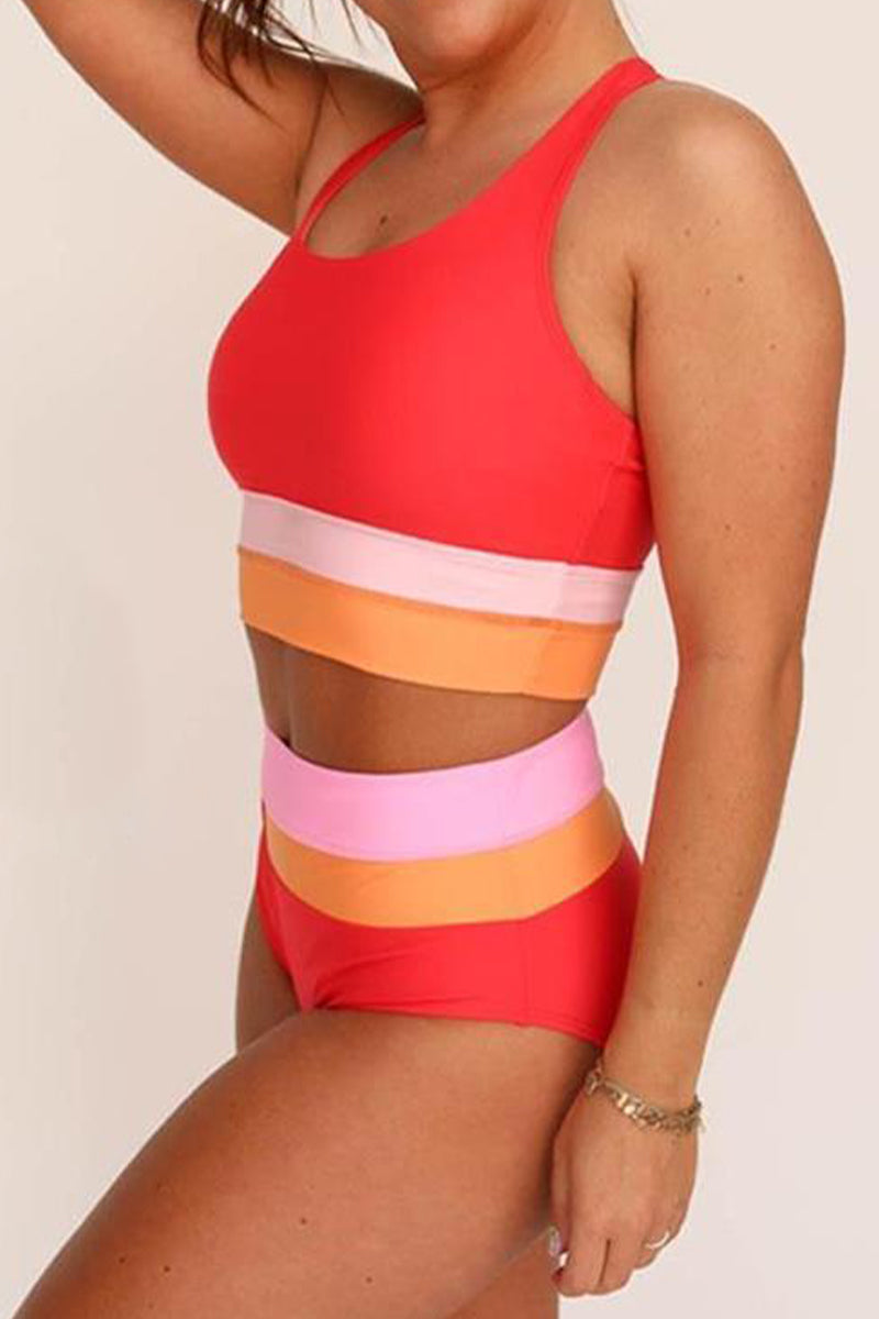 Valenzora | Madi Textured Color Block Bikini Set