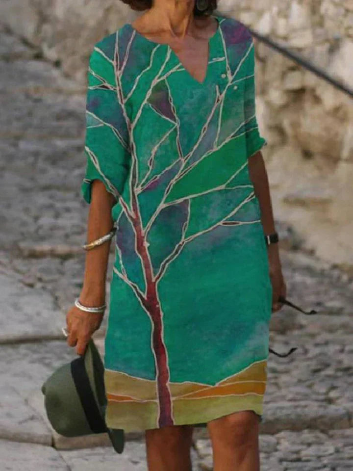 Valenzora | Printed midi dress with V-neck