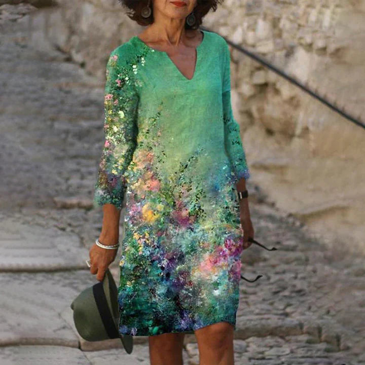 Valenzora | Printed midi dress with V-neck