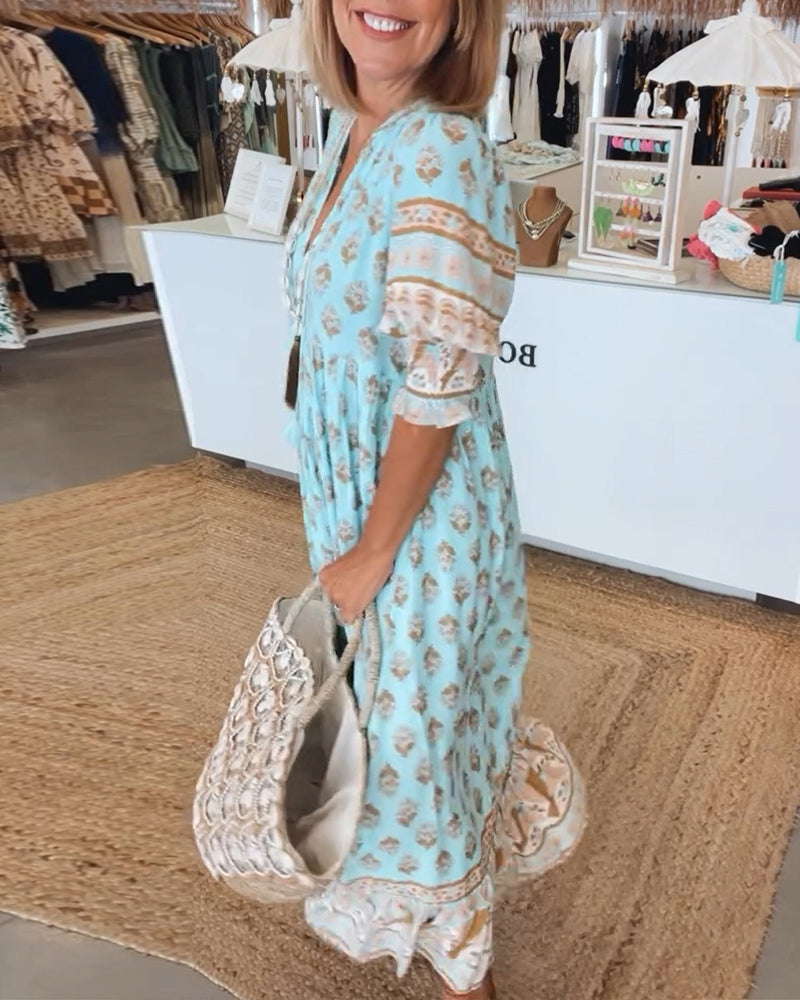Valenzora | Boho Half-Sleeve Dress