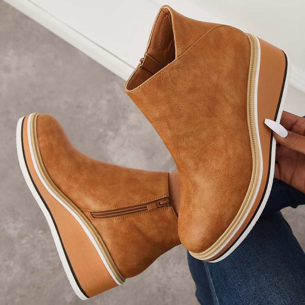 Valenzora | with wedge heel - stylish black women's boots