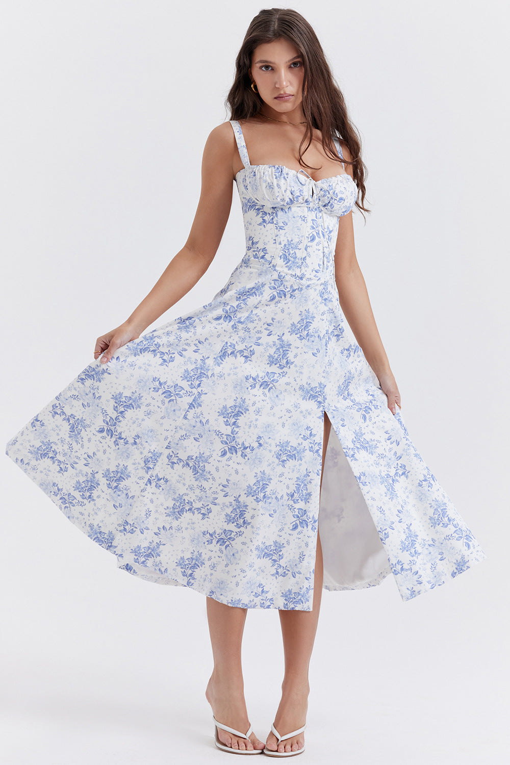 Valenzora cut sundress for women with French flair and seductive hip slit"