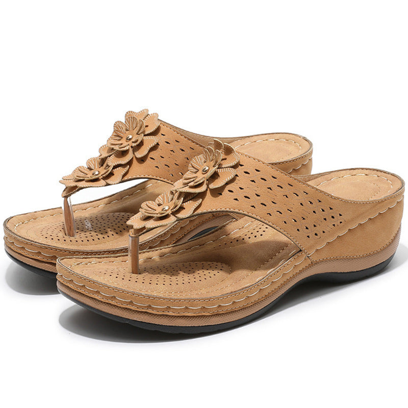 Valenzora | Breathable casual shoes with round toe and herringbone pattern flower