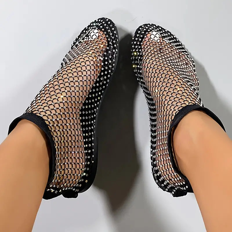 Valenzora | Sandalen mit Strasssteinen und Mesh