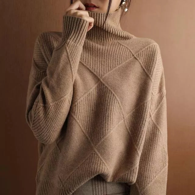 Comfortable, loose-fitting turtleneck sweater