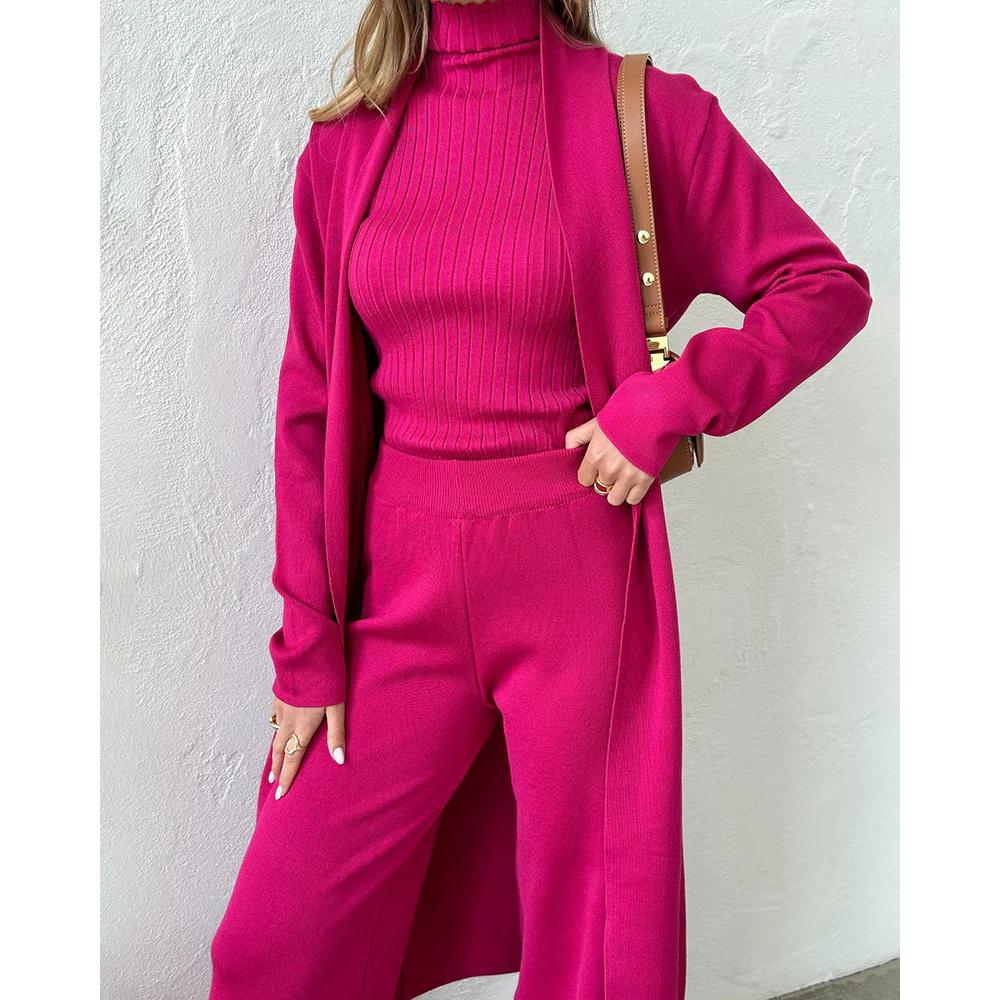 Valenzora | Women's Luxury 3-Piece Knit Co-Order Set Soft & Stretchy