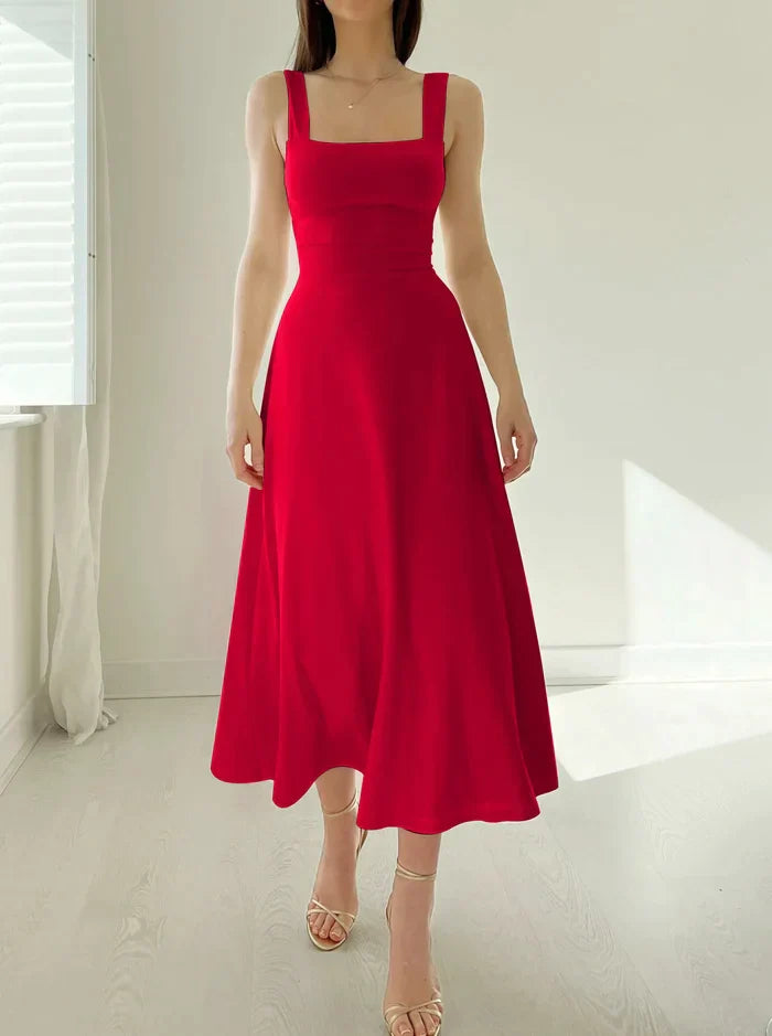 Valenzora - Elegant sleeveless A-line midi dress – Timeless chic | Fit-and-flare midi dress – Perfect for any occasion