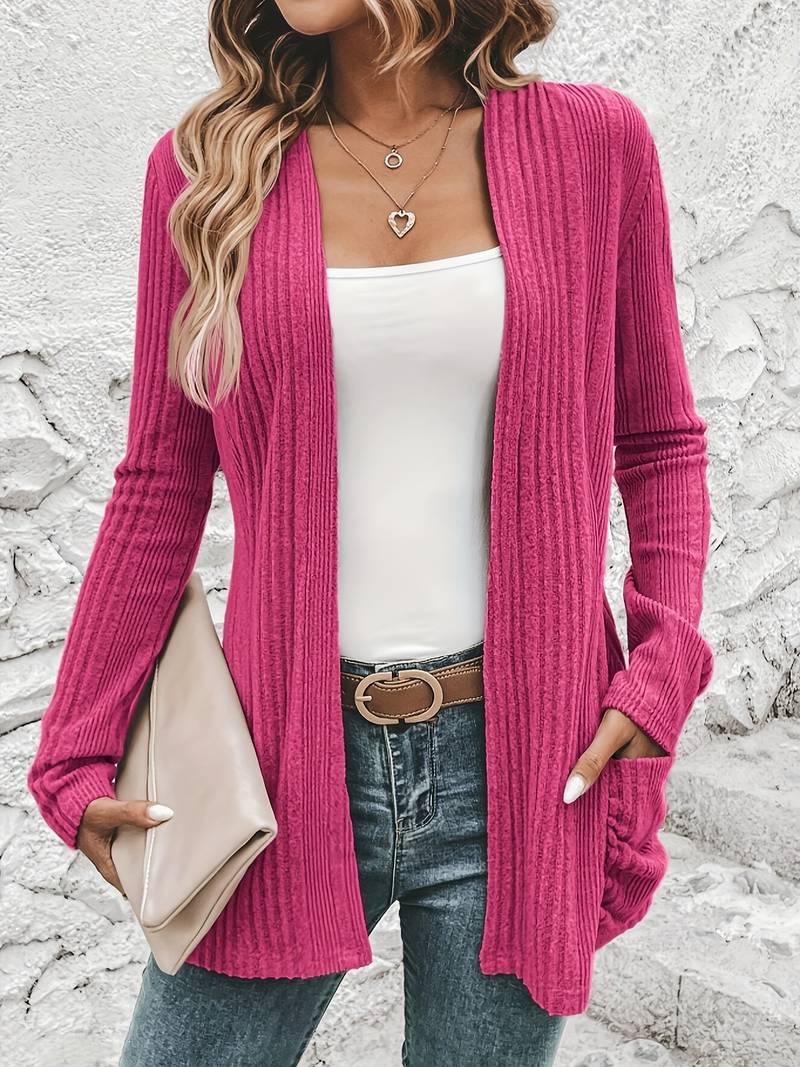 Valenzora | Long-sleeved cardigan with open front and two pockets