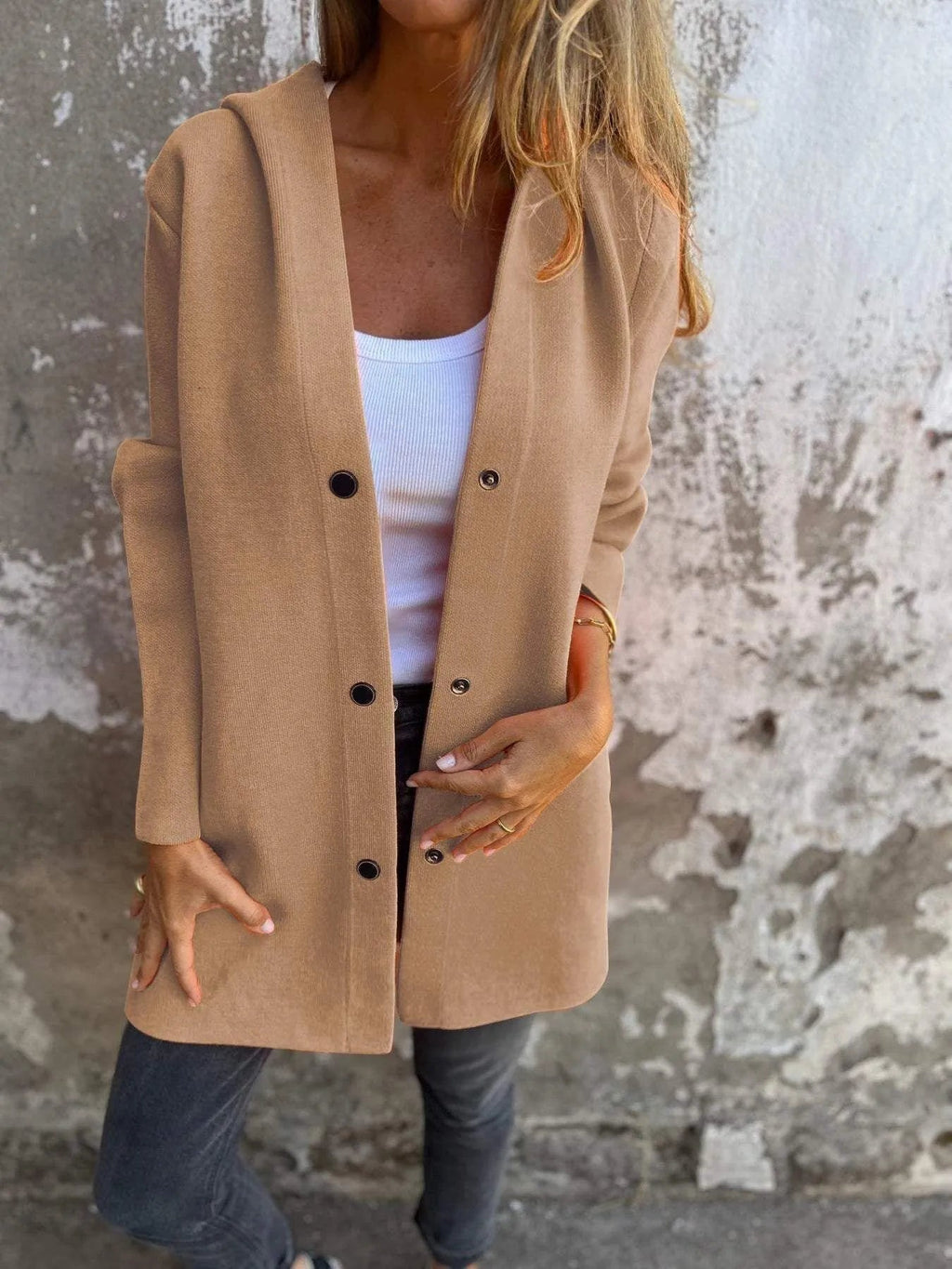 Valenzora | Casual single-breasted cardigan with hood