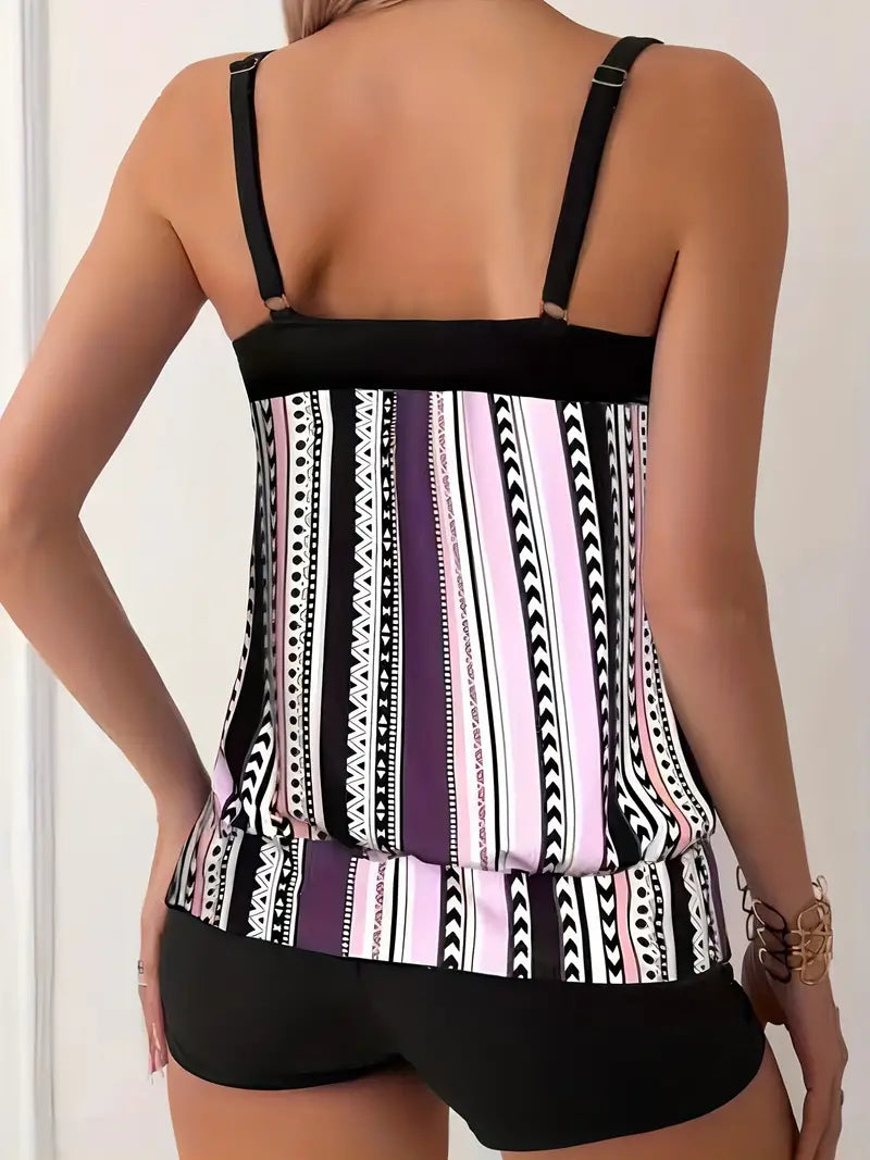 Valenzora | Gestreifter Tankini mit Print