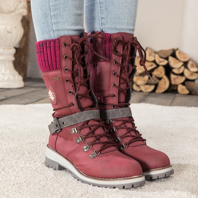 Valenzora | Moderne gestrickte Schneestiefel mit mittelhoher Sohle