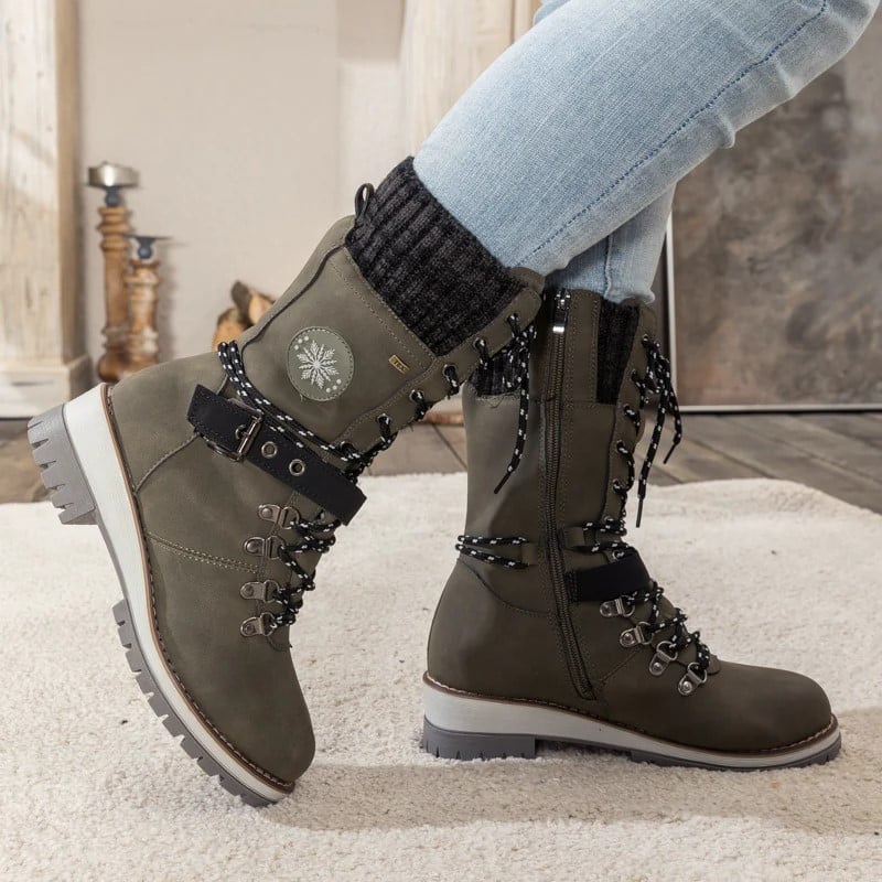 Valenzora | Moderne gestrickte Schneestiefel mit mittelhoher Sohle