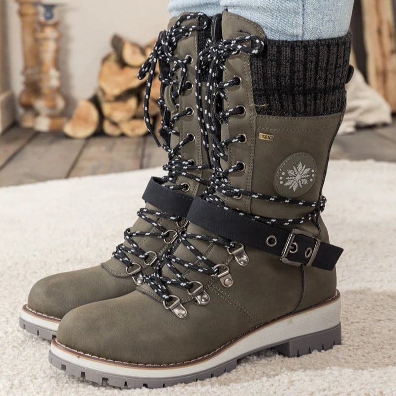 Valenzora | Moderne gestrickte Schneestiefel mit mittelhoher Sohle