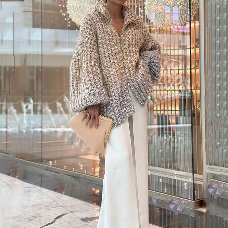 Valenzora | Strickjacke mit Glitzerpailletten