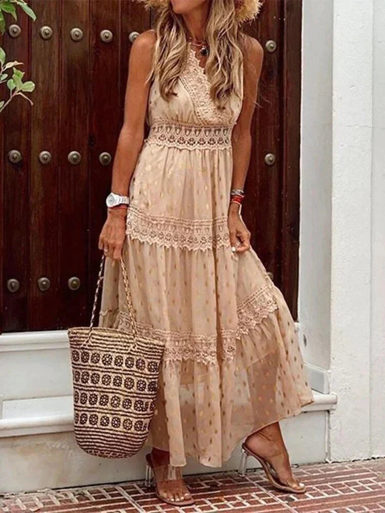 Valenzora | Stylish Long Dress with Lace Details