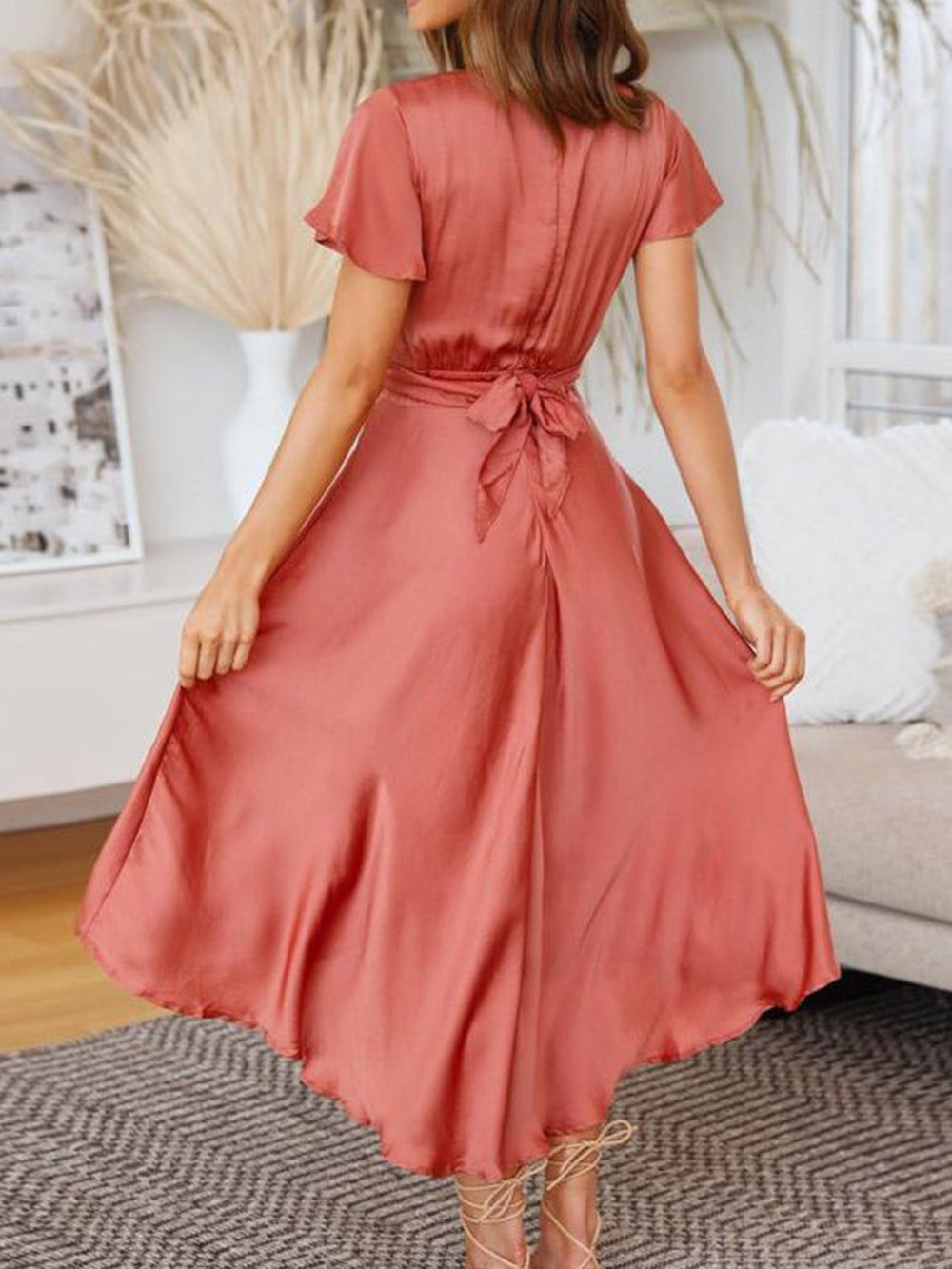 Valenzora | Satin Wrap Maxi Dress for Women