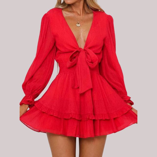 Valenzora | Wickelkleid mit Rüschen und Taillenbund