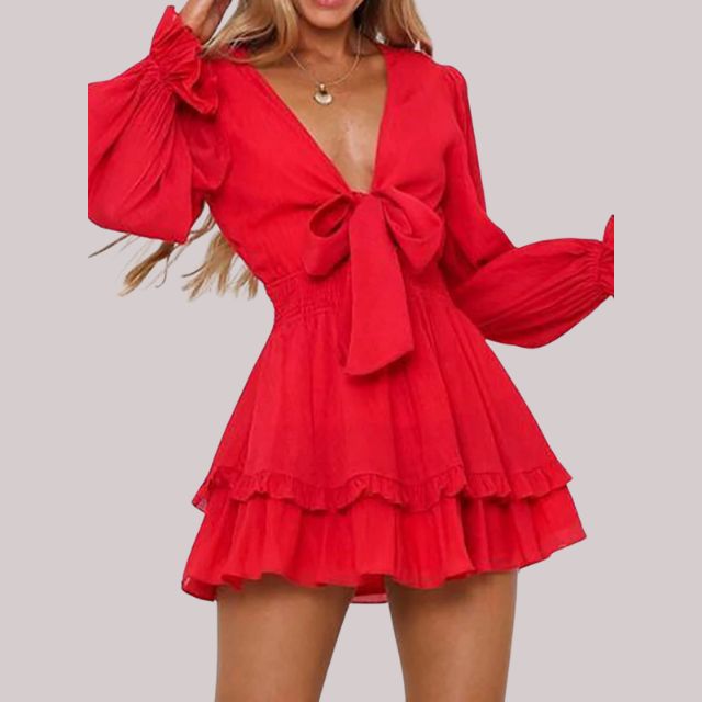 Valenzora | Wickelkleid mit Rüschen und Taillenbund