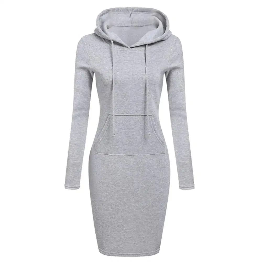 Valenzora | Casual autumn sweatshirt dress with hood and drawstring for women